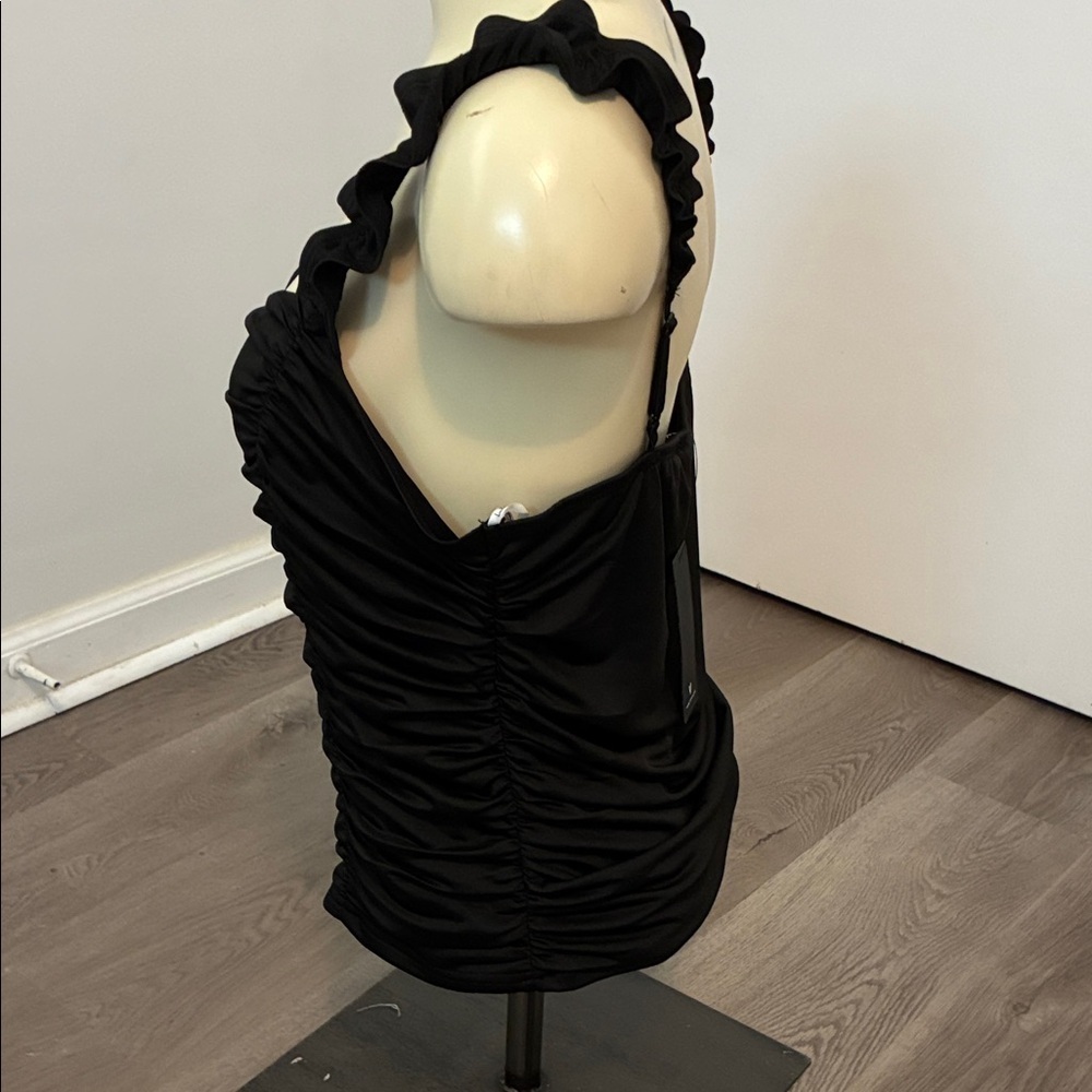 Lulu's Black Ruffled Rouched Camisole - Picture 3 of 6